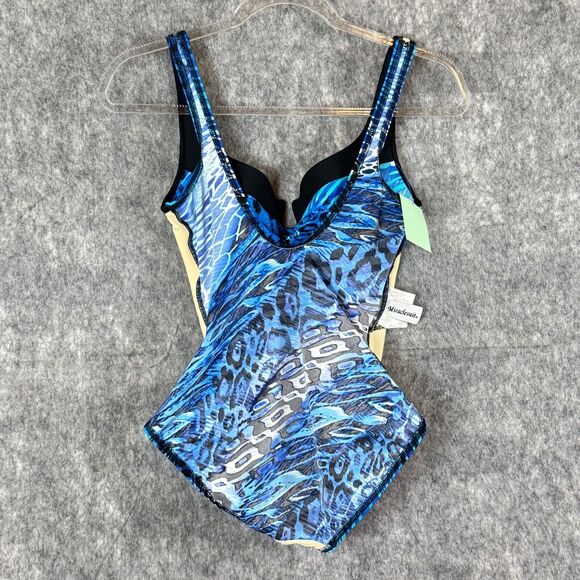 Miraclesuit Animal Kingdom 1pc Swimsuit Crossover Underwire Shirred Blue Teal - Picture 6 of 11